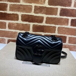 Gucci Black Quilted Shoulder Bag with Double G Hardware